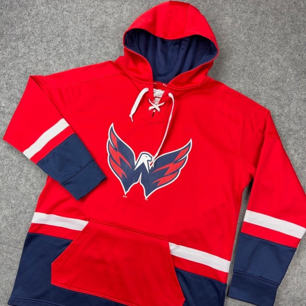 Washington Capitals Hoodie Mens XL Red First Battle Pullover NHL Hockey Fanatics